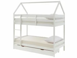 Litera cabaña 2 cajones 2 x 90 x 190 cm de pino macizo con colchón - CHORI^Vente-unique Outlet