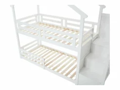 Vente-unique Cama Litera|Litera cabaña 90 x 190 cm en pino y MDF color + colchón - TALETY