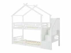 Vente-unique Litera cabaña 90 x 190 cm en pino y MDF color - TALETY Blanco New
