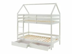 Vente-unique Cama Montessori|Cama Con Almacenaje|Litera cabaña con compartimentos 2 x 90 x 190 cm de madera de pino - CHORI