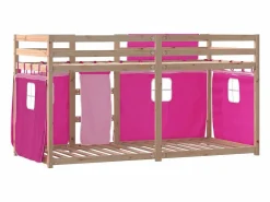 vidaxl Cama Litera|Litera con cortinas madera maciza de pino 75x190 cm