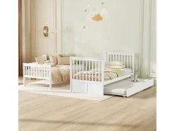 Litera de 90 x 200 cm - con cama nido - barandillas altas de seguridad - blanca^ Best