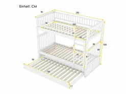 Litera de 90 x 200 cm - con cama nido - barandillas altas de seguridad - blanca^ Best