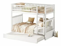 Litera de 90 x 200 cm - con cama nido - barandillas altas de seguridad - blanca^ Best
