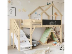 Cama Montessori|Litera de 90 x 200 cm - pino - y natural - colchón no incluido
