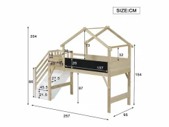 Cama Montessori|Litera de 90 x 200 cm - pino - y natural - colchón no incluido