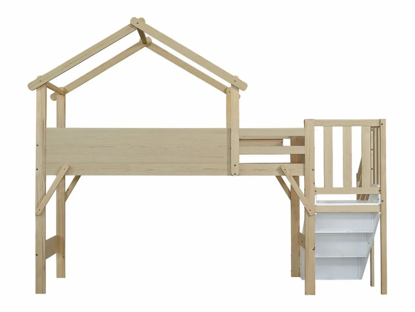 Cama Montessori|Litera de 90 x 200 cm - pino - y natural - colchón no incluido