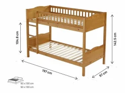 Habitat et jardin Cama Litera|Litera de madera "Gabriel" - 90 x 190 cm - Marrón