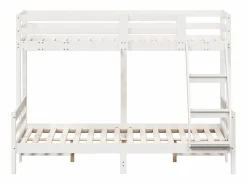 vidaxl Litera de madera maciza de pino 90x200/140x200 cm Blanco Clearance