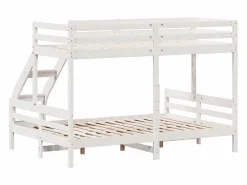 vidaxl Litera de madera maciza de pino 90x200/140x200 cm Blanco Clearance