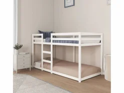 vidaxl Litera de madera maciza de pino 90x200 cm Blanco Clearance