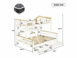 Litera de madera 90x200cm + 140x200cm - con escalera y 2 cajones - y Natural^ModernLuxe New