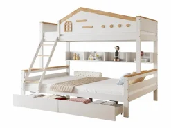 Litera de madera 90x200cm + 140x200cm - con escalera y 2 cajones - y Natural^ModernLuxe New