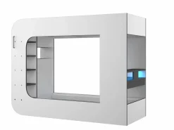 Vente-unique Cama Alta|Litera gamer 90 x 200 cm con escritorio LEDs Antracita y rojo + colchón - WARRIOR