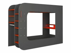 Litera gamer 90 x 200 cm escritorio y compartimentos LEDs Antracita y rojo WARRIOR^Vente-unique Sale