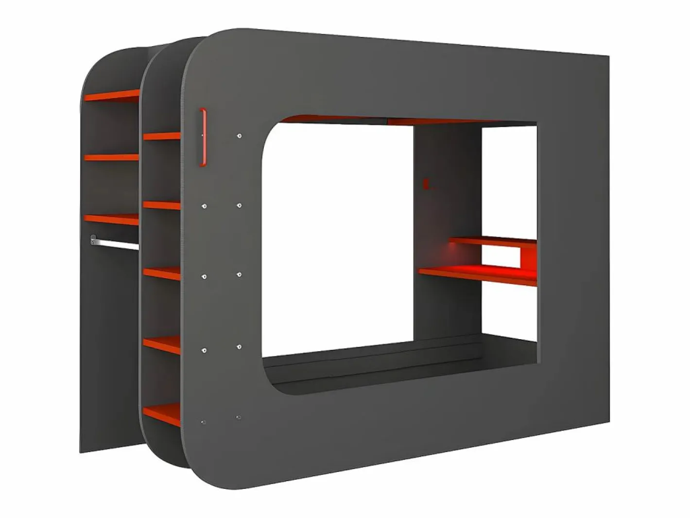 Litera gamer 90 x 200 cm escritorio y compartimentos LEDs Antracita y rojo WARRIOR^Vente-unique Sale