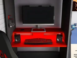 Litera gamer 90 x 200 cm escritorio y compartimentos LEDs Antracita y rojo WARRIOR^Vente-unique Sale