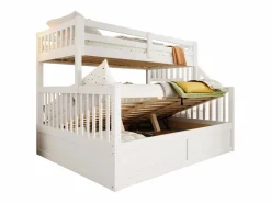 Merax Cama Litera|Litera infantil - 90 x 200 cm + 140 x 200 cm - con almacenaje hidráulico y escalera de almacenaje - madera -