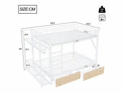 Merax Cama Litera|Litera infantil - 2 x 140 x 200 cm - estructura de hierro - con 2 cajones + estantes + LED - metal -