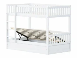 Merax Cama Litera|Litera infantil - 2 x 90 x 200 cm - con almacenaje hidráulico - Resistente y duradera - Pino + Contrachapado + MDF -