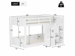 Litera infantil - 2x90x200 cm - con taquilla y barandilla - (sin colchón)^ModernLuxe Hot