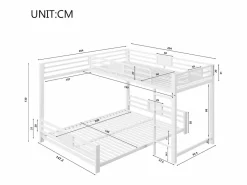 Merax Litera infantil de metal en forma de L - 90 x 200 cm + 140 x 200 cm - metal - Blanco