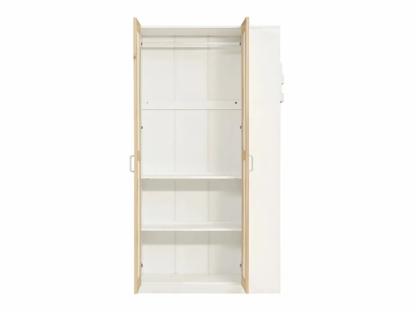 Cama Litera|Litera infantil, protección, barandilla, escalera 4 peldaños, 6 estantes, armario lateral, almacenaje, pino+PB, +natural, 90x200cm