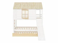 Litera infantil 90x200cm - con tobogán y cama nido - blanco + natural (sin colchón)^ModernLuxe Hot