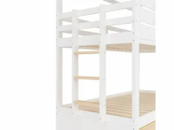 Litera infantil 90x200cm - con tobogán y cama nido - blanco + natural (sin colchón)^ModernLuxe Hot