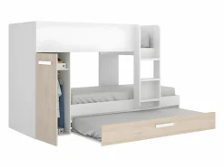 Litera nido 3 x 90 x 190 cm armario de compartimentos blanco y natural. ANTHONY^Vente-unique Sale