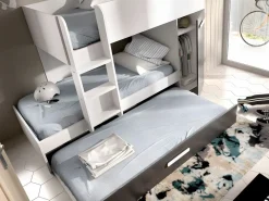 Vente-unique Litera nido y armario 3 x 90 x 190 cm blanco y antracita con colchón ANTHONY Gris antracita / Blanco Outlet