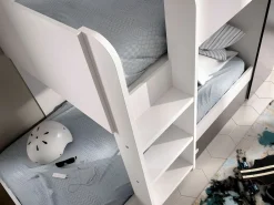 Vente-unique Litera nido y armario 3 x 90 x 190 cm blanco y antracita con colchón ANTHONY Gris antracita / Blanco Outlet