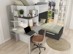 Vente-unique Litera rinconera 2 x 90 x 190 cm con escritorio color gris blanco y negro - SAMUEL Negro / Gris claro Clearance