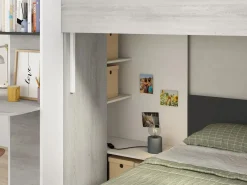 Vente-unique Litera rinconera 2 x 90 x 190 cm con escritorio color gris blanco y negro - SAMUEL Negro / Gris claro Clearance