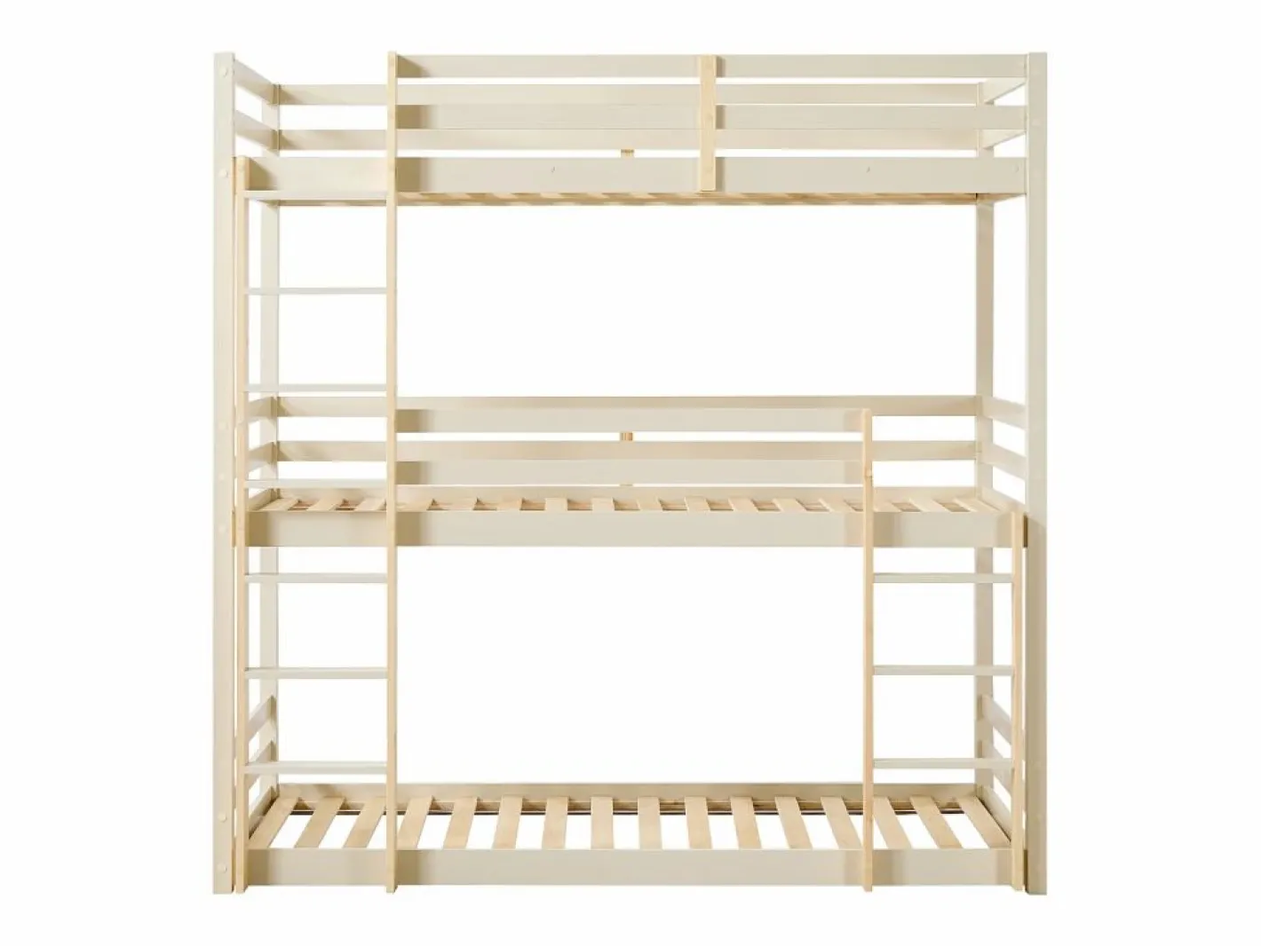 Vente-unique Cama Litera|Litera triple 3 x 90 x 200 cm madera de pino y natural - VAGAR