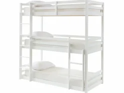 Vente-unique Cama Litera|Litera triple 3 x 90 x 200 cm madera de pino con colchón - VAGAR