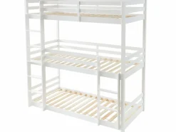 Vente-unique Cama Litera|Litera triple 3 x 90 x 200 cm madera de pino con colchón - VAGAR