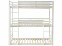 Vente-unique Cama Litera|Litera triple 3 x 90 x 200 cm madera de pino con colchón - VAGAR