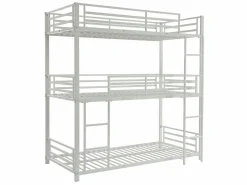Vente-unique Cama Litera|Litera triple 3 x 90 x 190 cm metal + colchón - ELOUAN III