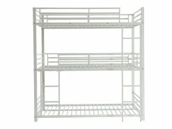 Vente-unique Cama Litera|Litera triple 3 x 90 x 190 cm metal + colchón - ELOUAN III