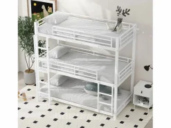 ModernLuxe Cama Litera|Litera triple - 3x90x200cm - estructura de hierro -
