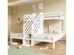 Litera 90x200 cm - 3 plazas - escalera con almacenamiento - con 4 cajones - con barandilla -^ModernLuxe Discount