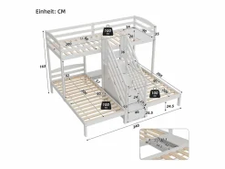 Litera 90x200 cm - 3 plazas - escalera con almacenamiento - con 4 cajones - con barandilla -^ModernLuxe Discount