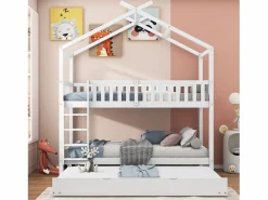 ModernLuxe Cama Litera|Litera 90x200 cm con cama nido - madera maciza de pino -