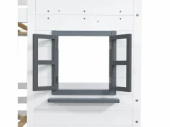 ModernLuxe Litera 90x200 cm de madera maciza - con somier de láminas - Blanco y Gris Gris / Blanco New