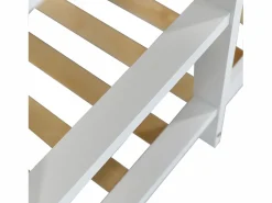 ModernLuxe Litera 90x200 cm de madera maciza - con somier de láminas - Blanco y Gris Gris / Blanco New