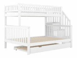Hauss Spole Litera 90x200 cm y 140x200 cm con cama nido 90x190 cm - Escalera de almacenaje - Madera blanca Blanco Sale