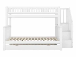 Hauss Spole Litera 90x200 cm y 140x200 cm con cama nido 90x190 cm - Escalera de almacenaje - Madera blanca Blanco Sale