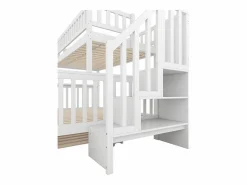 Hauss Spole Litera 90x200 cm y 140x200 cm con cama nido 90x190 cm - Escalera de almacenaje - Madera blanca Blanco Sale