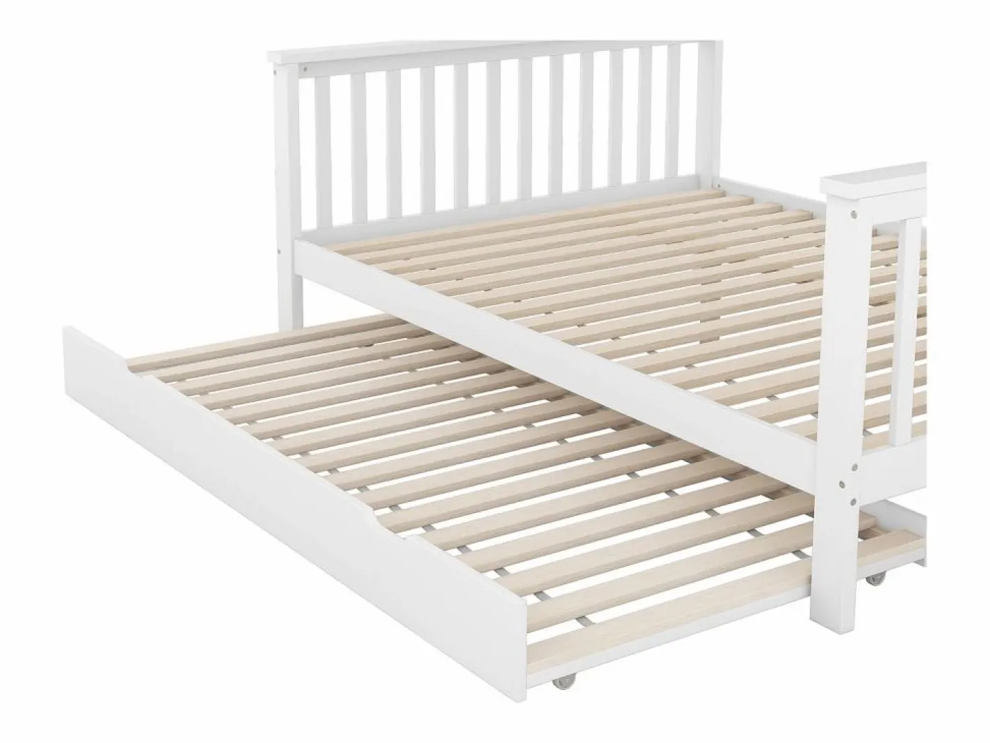 Hauss Spole Litera 90x200 cm y 140x200 cm con cama nido 90x190 cm - Escalera de almacenaje - Madera blanca Blanco Sale